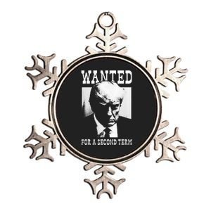 Trump Mugshot Wanted For Second Term 2024 Metallic Star Ornament