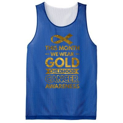 This Month We Wear Gold Hood Cancer Awareness Gift Mesh Reversible Basketball Jersey Tank