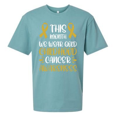 This Month We Wear Gold Hood Cancer Awareness Gift Sueded Cloud Jersey T-Shirt