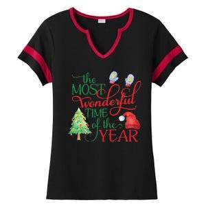 The Most Wonderful Time Of The Year Christmas Ladies Halftime Notch Neck Tee