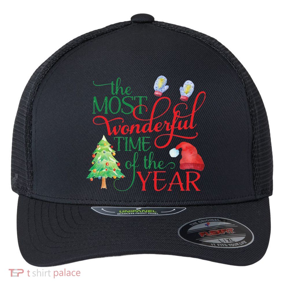 The Most Wonderful Time Of The Year Christmas Flexfit Unipanel Trucker Cap