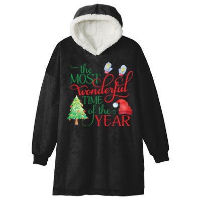 The Most Wonderful Time Of The Year Christmas Hooded Wearable Blanket