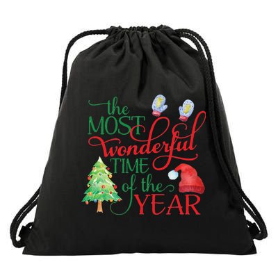 The Most Wonderful Time Of The Year Christmas Drawstring Bag