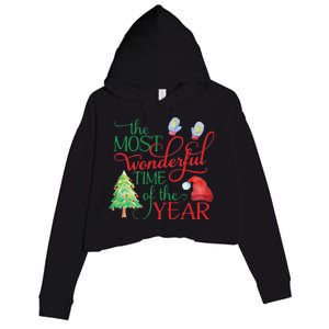 The Most Wonderful Time Of The Year Christmas Crop Fleece Hoodie