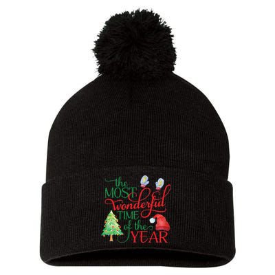 The Most Wonderful Time Of The Year Christmas Pom Pom 12in Knit Beanie