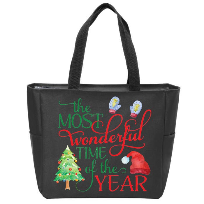The Most Wonderful Time Of The Year Christmas Zip Tote Bag