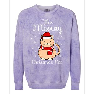 The Meowy Xcool Giftmas Cat Santa Hat Snowflake Cute Christmas Gift Colorblast Crewneck Sweatshirt