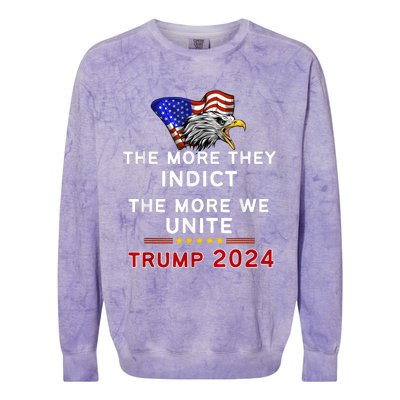 The More You Indict The More We Unite MAGA Trump Indictment Colorblast Crewneck Sweatshirt