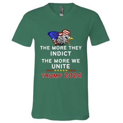 The More You Indict The More We Unite MAGA Trump Indictment V-Neck T-Shirt