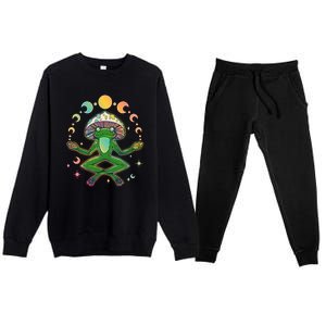 Trippy Meditating Yoga Mushroom Frog Toad Premium Crewneck Sweatsuit Set