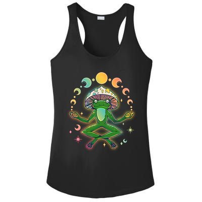 Trippy Meditating Yoga Mushroom Frog Toad Ladies PosiCharge Competitor Racerback Tank