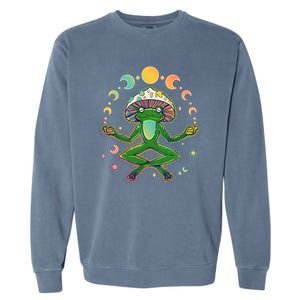 Trippy Meditating Yoga Mushroom Frog Toad Garment-Dyed Sweatshirt