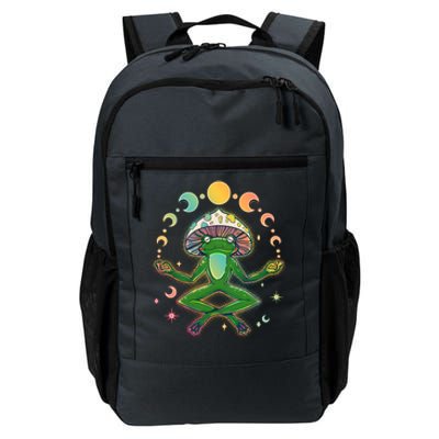 Trippy Meditating Yoga Mushroom Frog Toad Daily Commute Backpack