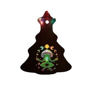 Trippy Meditating Yoga Mushroom Frog Toad Ceramic Tree Ornament