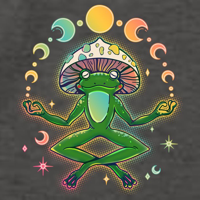 Trippy Meditating Yoga Mushroom Frog Toad Vector Backpack