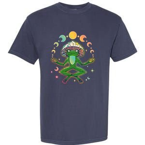 Trippy Meditating Yoga Mushroom Frog Toad Garment-Dyed Heavyweight T-Shirt