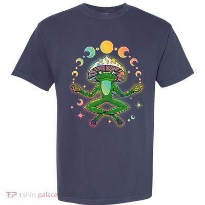 Trippy Meditating Yoga Mushroom Frog Toad Garment-Dyed Heavyweight T-Shirt