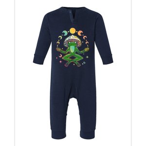 Trippy Meditating Yoga Mushroom Frog Toad Infant Fleece One Piece