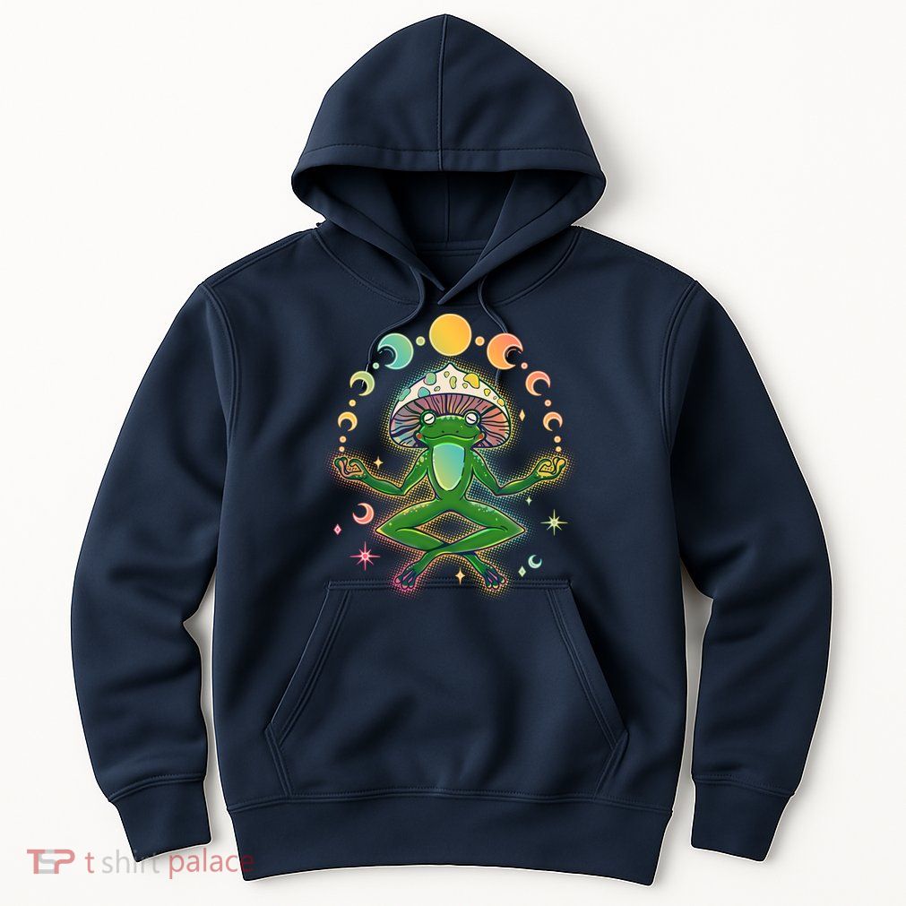 Trippy Meditating Yoga Mushroom Frog Toad Hoodie