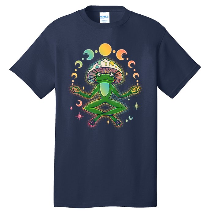 Trippy Meditating Yoga Mushroom Frog Toad Tall T-Shirt