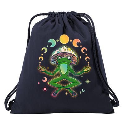 Trippy Meditating Yoga Mushroom Frog Toad Drawstring Bag