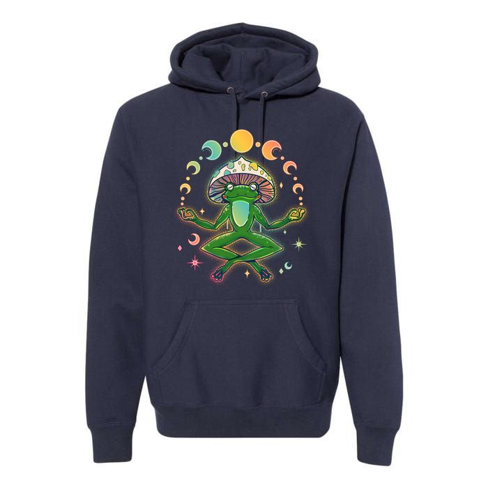 Trippy Meditating Yoga Mushroom Frog Toad Premium Hoodie