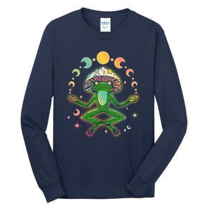 Trippy Meditating Yoga Mushroom Frog Toad Tall Long Sleeve T-Shirt