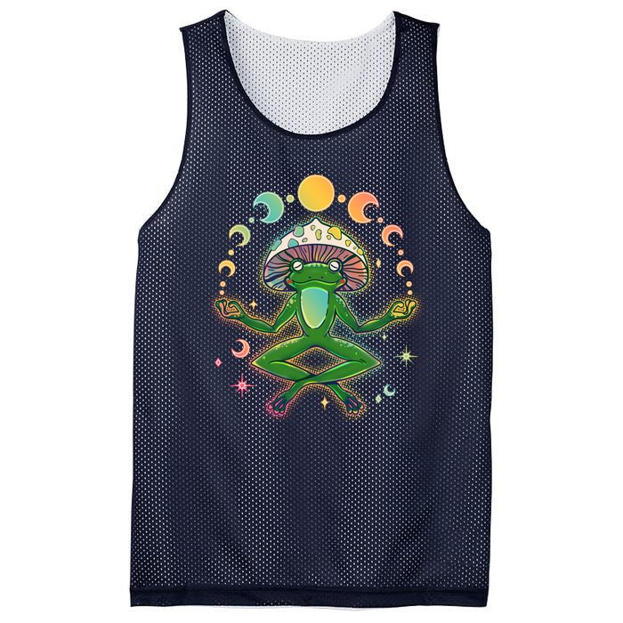 Trippy Meditating Yoga Mushroom Frog Toad Mesh Reversible Basketball Jersey Tank