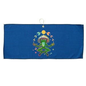 Trippy Meditating Yoga Mushroom Frog Toad Large Microfiber Waffle Golf Towel