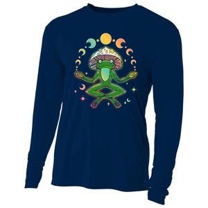 Trippy Meditating Yoga Mushroom Frog Toad Cooling Performance Long Sleeve Crew