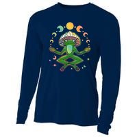 Trippy Meditating Yoga Mushroom Frog Toad Cooling Performance Long Sleeve Crew