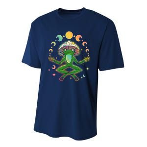 Trippy Meditating Yoga Mushroom Frog Toad Performance Sprint T-Shirt