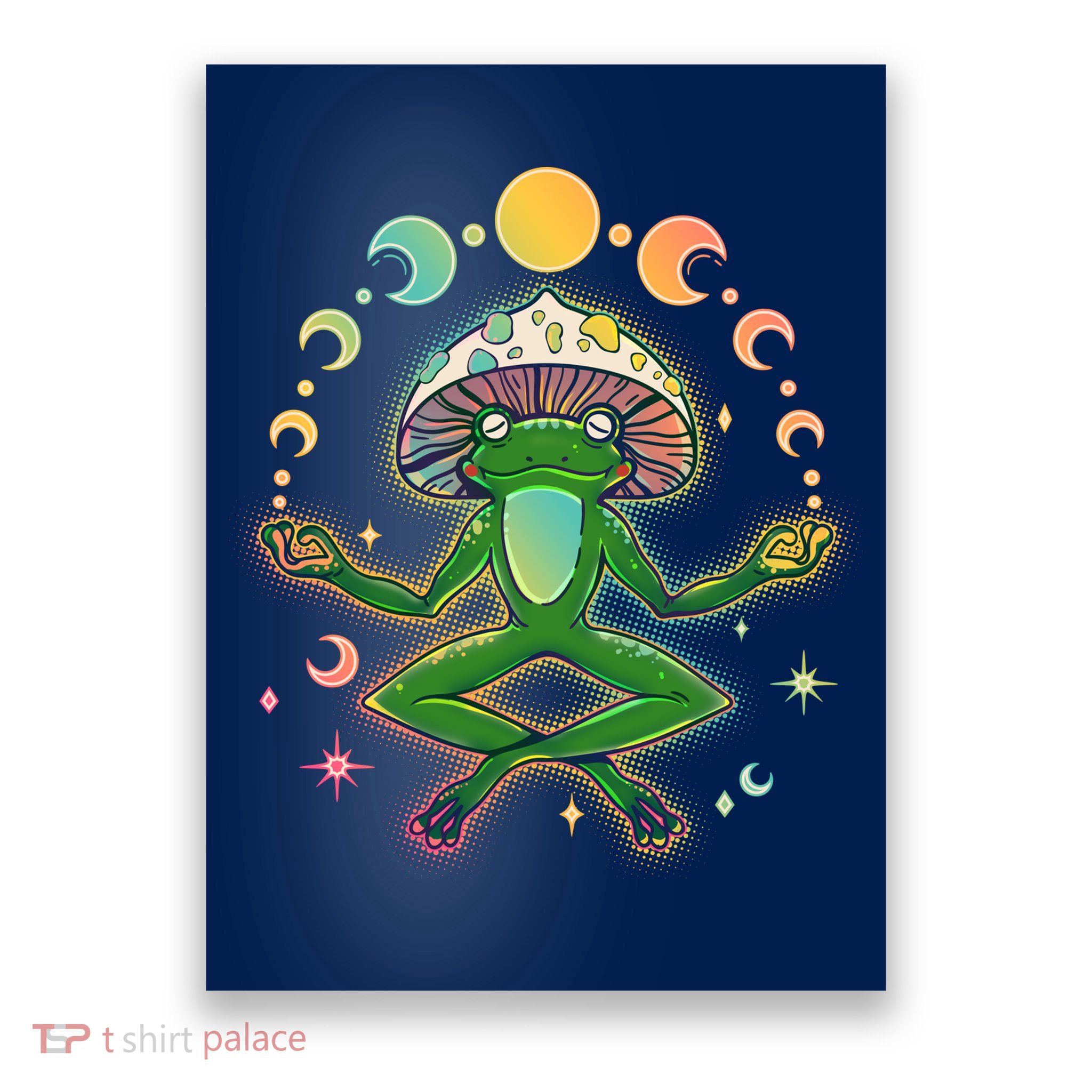 Trippy Meditating Yoga Mushroom Frog Toad Poster