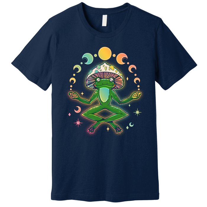 Trippy Meditating Yoga Mushroom Frog Toad Premium T-Shirt