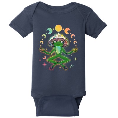 Trippy Meditating Yoga Mushroom Frog Toad Baby Bodysuit