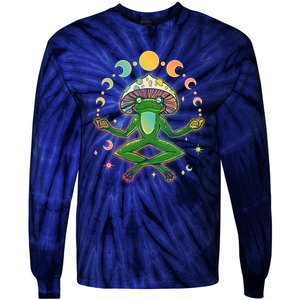 Trippy Meditating Yoga Mushroom Frog Toad Tie-Dye Long Sleeve Shirt