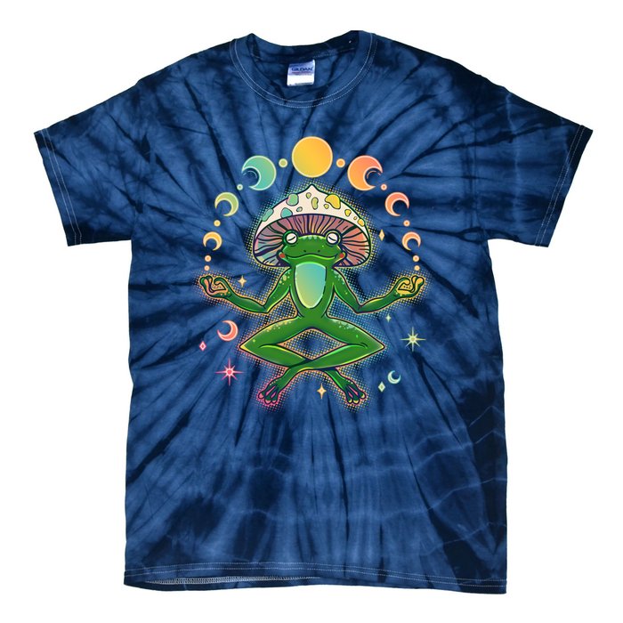 Trippy Meditating Yoga Mushroom Frog Toad Tie-Dye T-Shirt