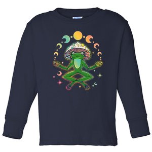 Trippy Meditating Yoga Mushroom Frog Toad Toddler Long Sleeve Shirt