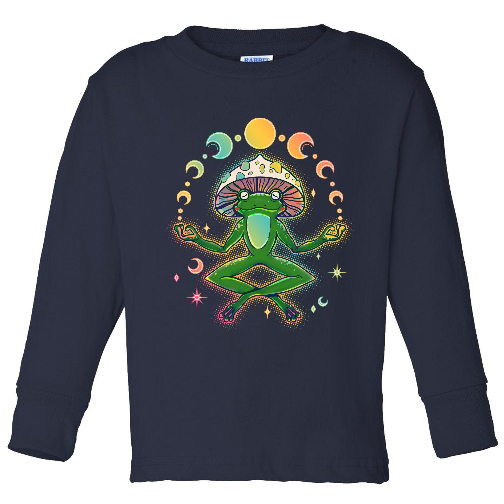Trippy Meditating Yoga Mushroom Frog Toad Toddler Long Sleeve Shirt