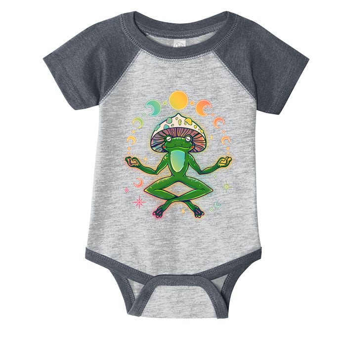 Trippy Meditating Yoga Mushroom Frog Toad Infant Baby Jersey Bodysuit