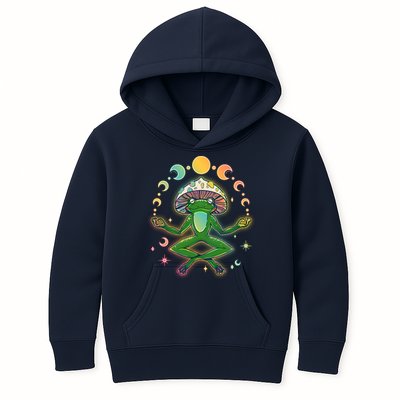 Trippy Meditating Yoga Mushroom Frog Toad Kids Hoodie