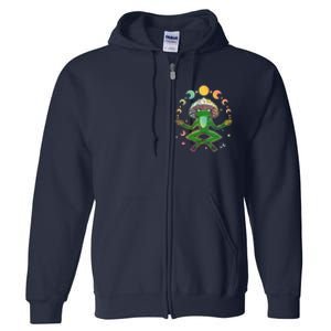 Trippy Meditating Yoga Mushroom Frog Toad Full Zip Hoodie