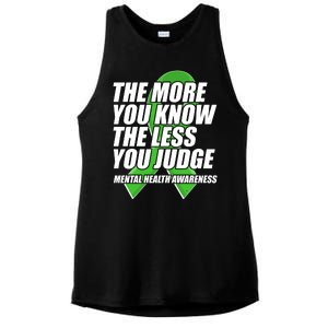 The More You Know The Less You Judge Mental Health Awareness Ladies PosiCharge Tri-Blend Wicking Tank