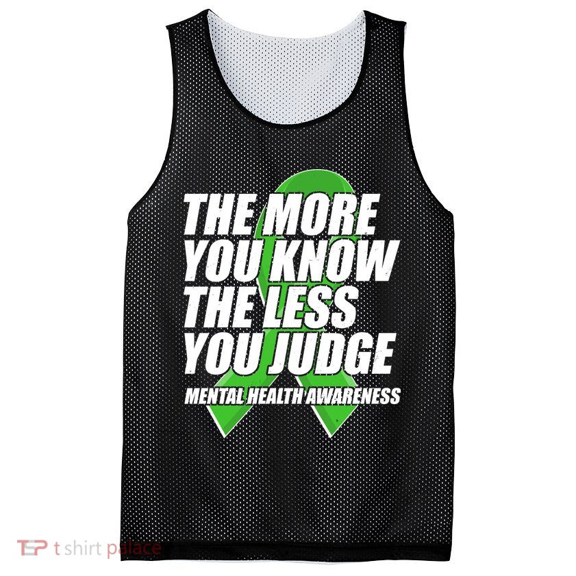 The More You Know The Less You Judge Mental Health Awareness Mesh Reversible Basketball Jersey Tank
