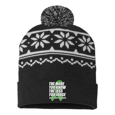 The More You Know The Less You Judge Mental Health Awareness USA-Made Snowflake Beanie