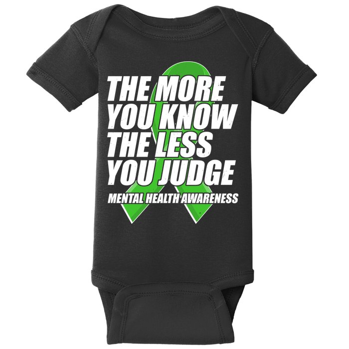 The More You Know The Less You Judge Mental Health Awareness Baby Bodysuit