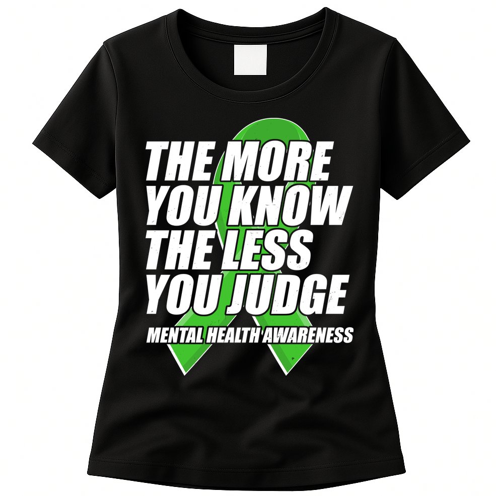 The More You Know The Less You Judge Mental Health Awareness Womens T-Shirt
