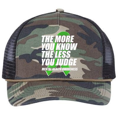 The More You Know The Less You Judge Mental Health Awareness Retro Rope Trucker Hat Cap