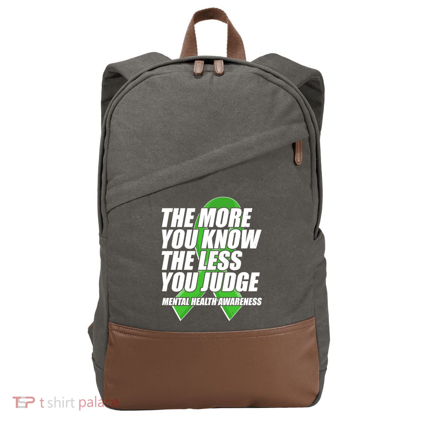 The More You Know The Less You Judge Mental Health Awareness Cotton Canvas Backpack