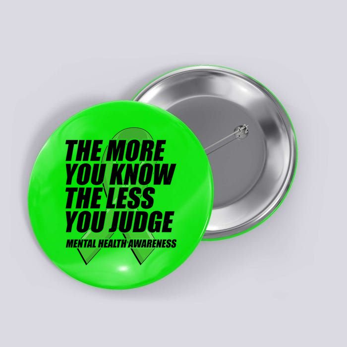 The More You Know The Less You Judge Mental Health Awareness Button